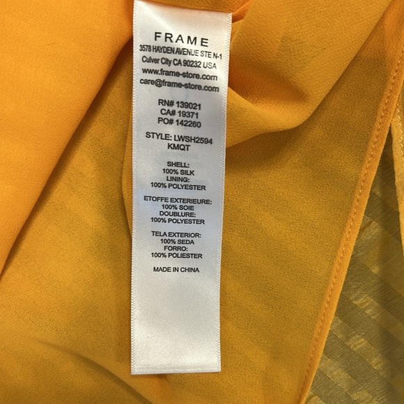 Frame Draped Crinkle Silk Halter Neck Top in Kumquat Yellow - Picture 10 of 11